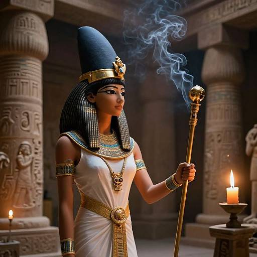 Egyptian Priestess Ritual in Temple