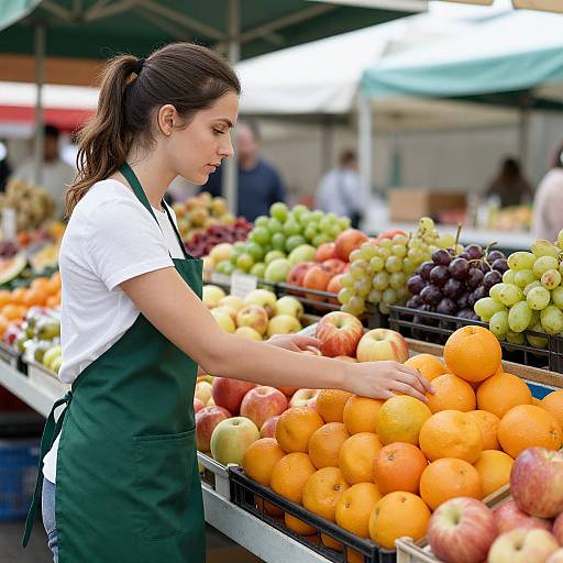 Woman Choosing Fresh Fruits at Market