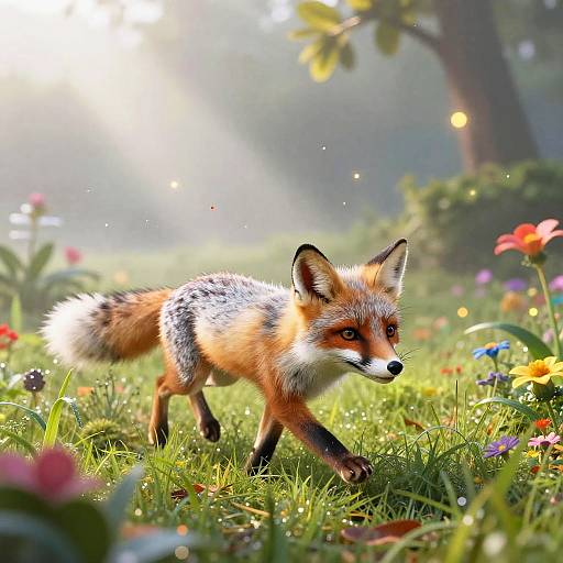 Cunning Silver Fox in Misty Meadow
