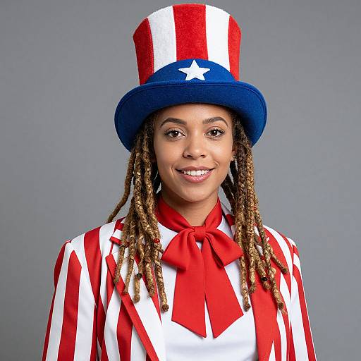 Woman with Dreadlocks in Patriotic Outfit