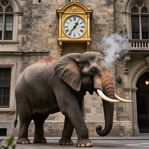 Majestic Elephant Amid Historic City