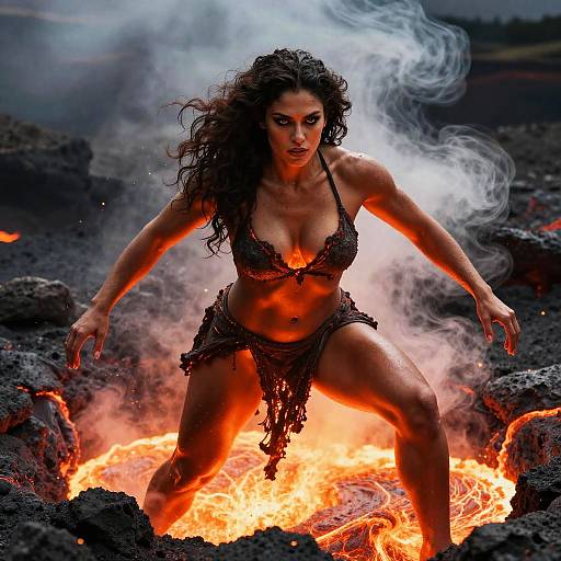 Fiery Giant Volcanic Goddess