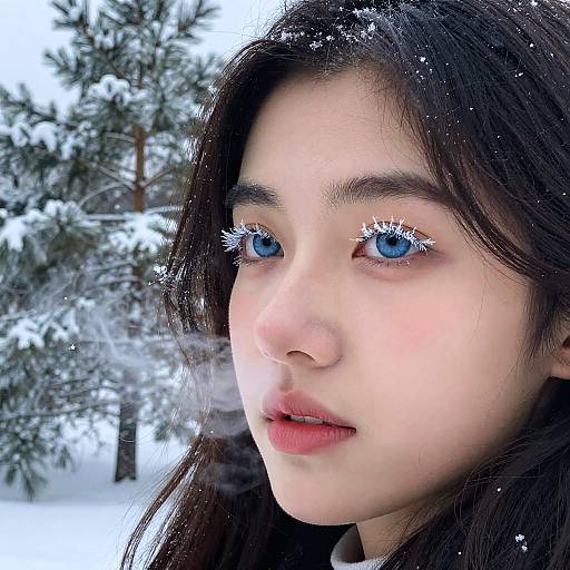Winter Portrait with Striking Blue Eyes
