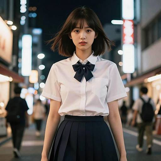 Cute Girl in a Detailed Tokyo Night