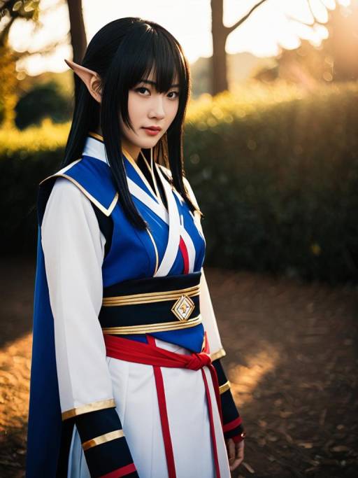 Woman in Satsuki Kiryuin Cosplay Costume