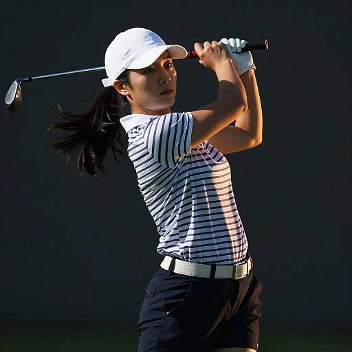 Female Golfer Swinging Golf Club