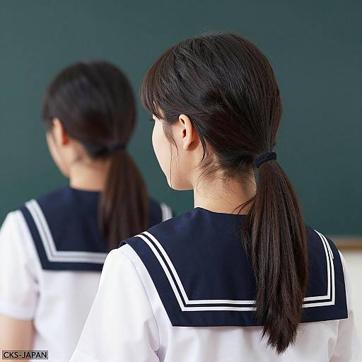 Young Woman in Sailor School Uniform