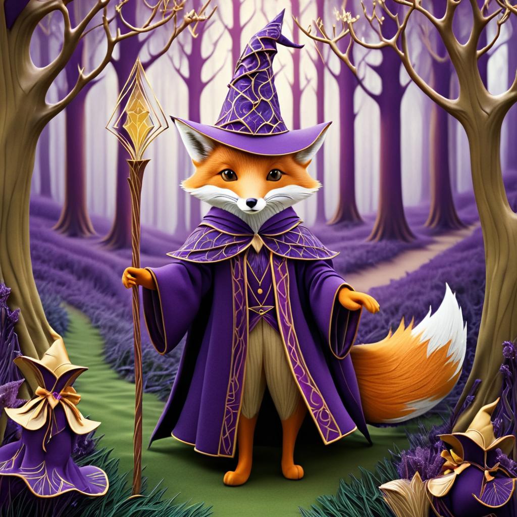 Whimsical Fox Wizard in Enchanted Forest