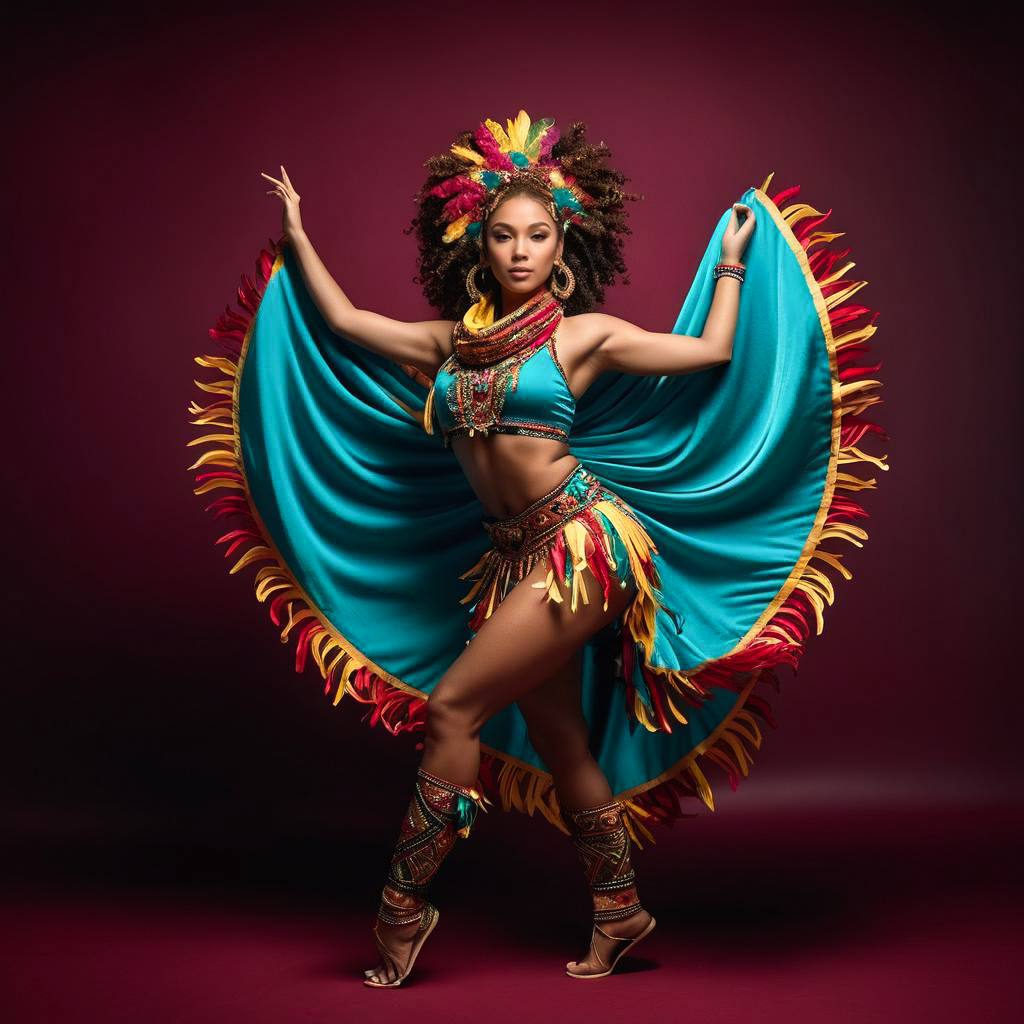 Vibrant Caribbean Carnival Performer in Motion