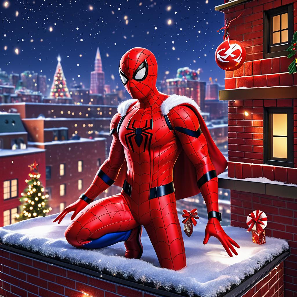 Spider-Man Cupid: A Festive Rooftop Scene