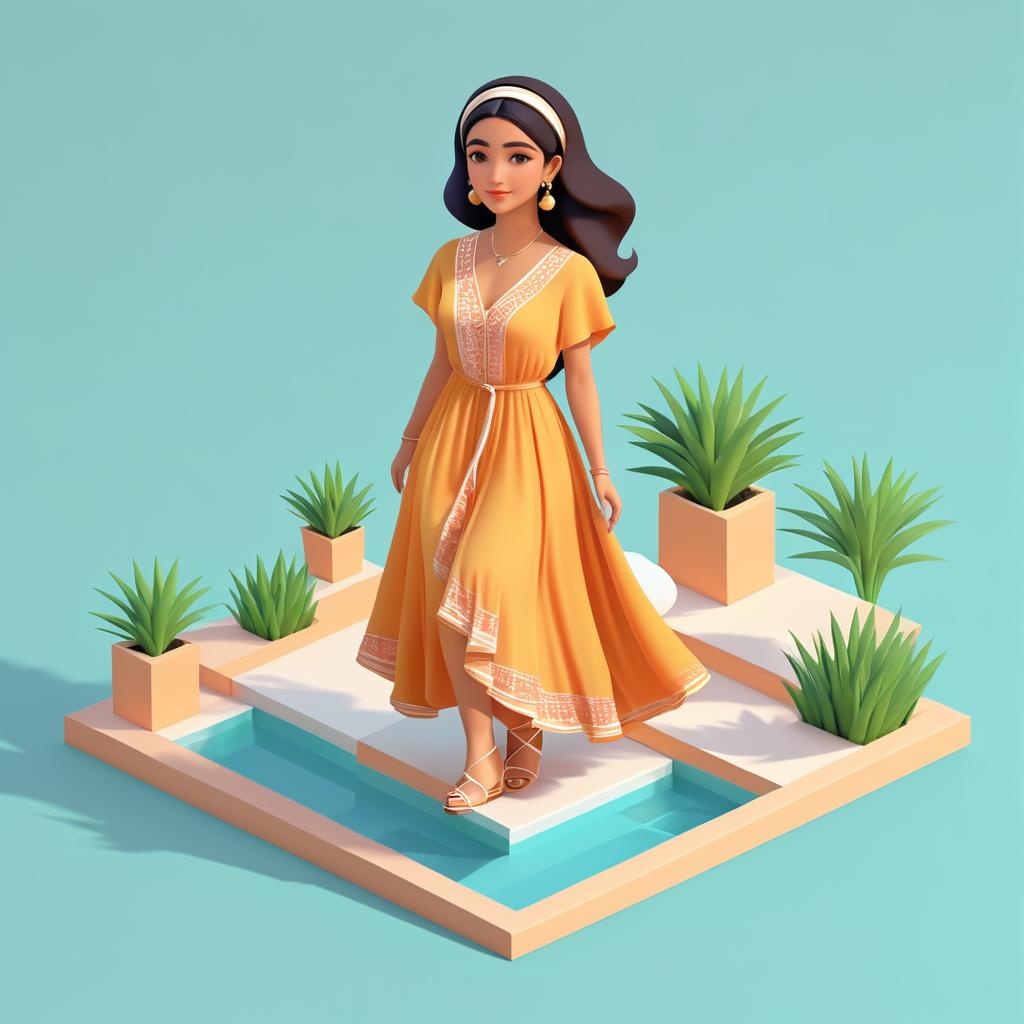 Charming Isometric Middle-Eastern Artist Design