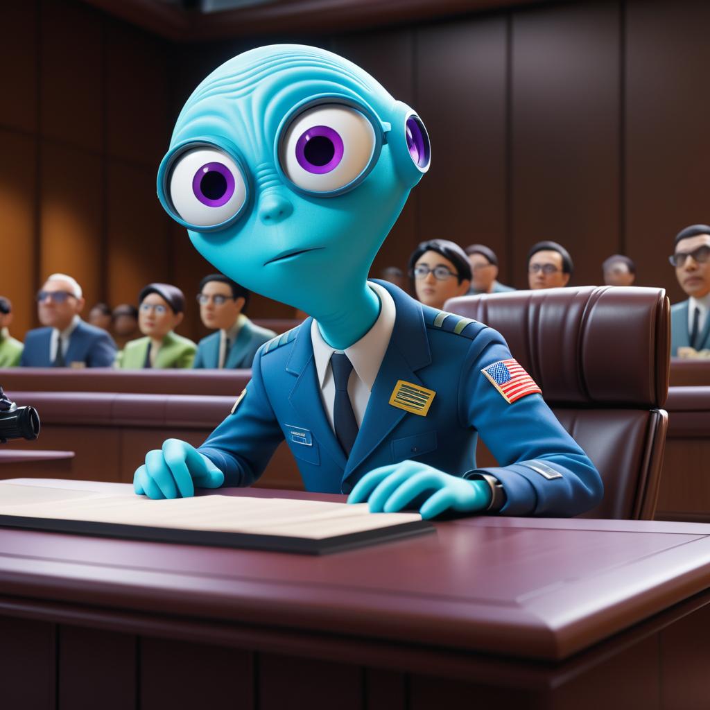 Pixar-Style Alien Courtroom Adventure