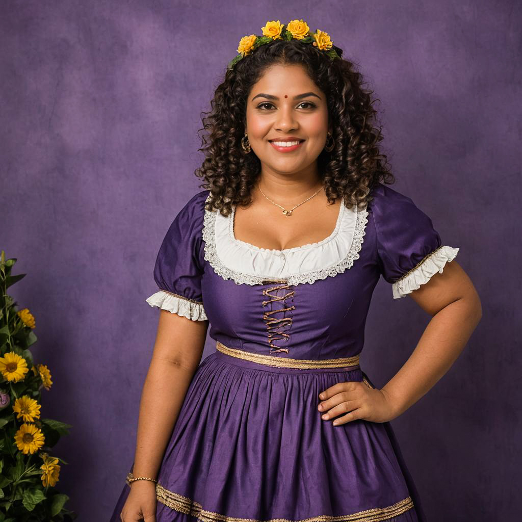 Cheerful Festival-Goer in Bavarian Dirndl