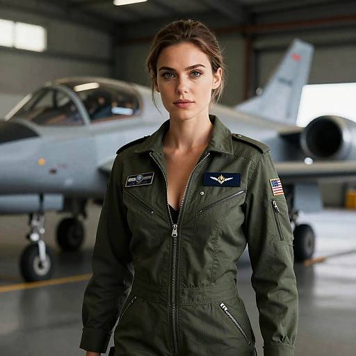Glamorous Air Force Pilot Hangar Portrait