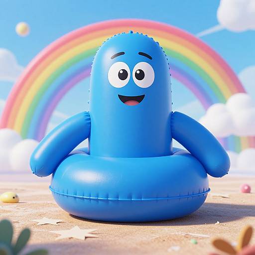 3D Blue Inflatable Tube Man Pixar Style