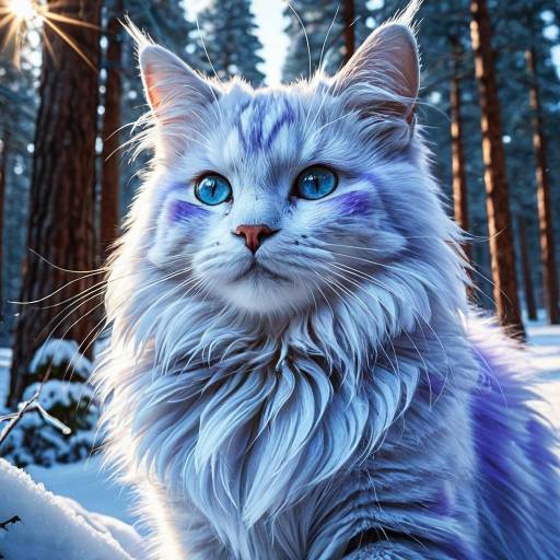 Ethereal Senior She-Cat in Snowy Forest
