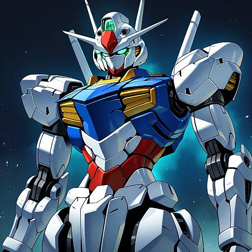 Illustration of Gundam aerial, gundam in the style of Scottie (phantom2)