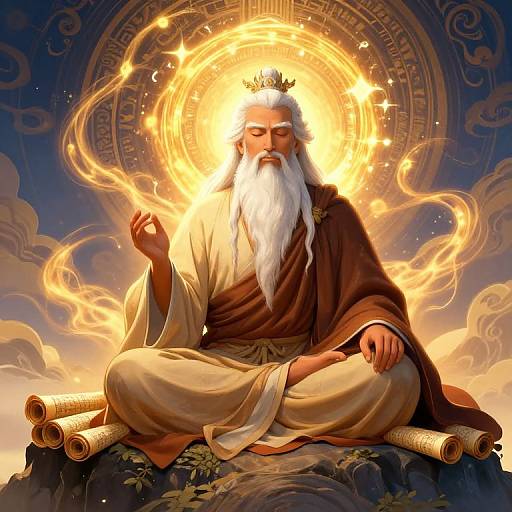 Ancient Sage Juda on Mountain Peak