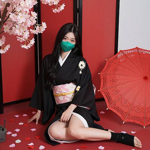 Elegant Asian Woman in Traditional Attire