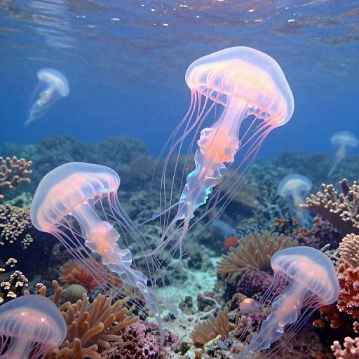 Dreamlike Underwater Bioluminescent Scene