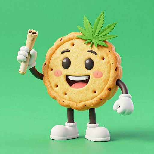 Retro Cannabis Biscotti Mascot 3D