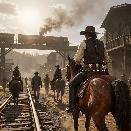 Bustling Mining Town in Western Style