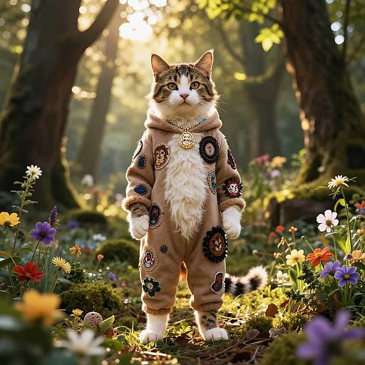 Whimsical Cat Costume in Forest
