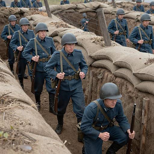 World War I Soldiers in Trenches