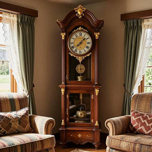 French Country Cottage Interior with Comtoise Clock