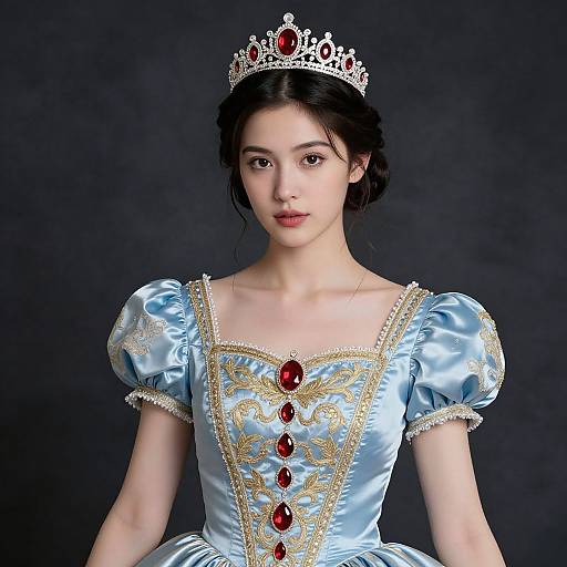 Elegant Princess Portrait in Satin Dress