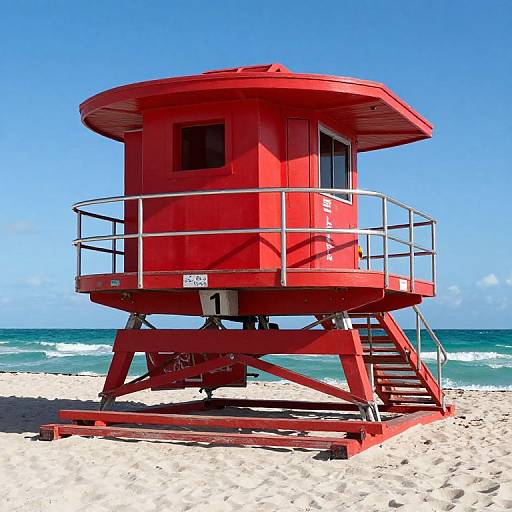 Vibrant Red Lifeguard Station Miami