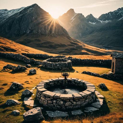 Golden Highlands: A Sunset Landscape Golden Highlands: A Sunset Landscape