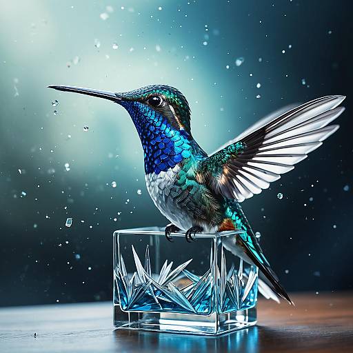 Hyper-Realistic Glass Hummingbird Artwork
