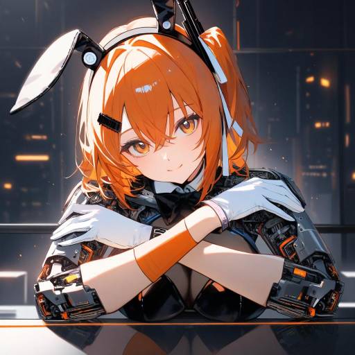 Cyberpunk Android Girl in Stylish Leotard