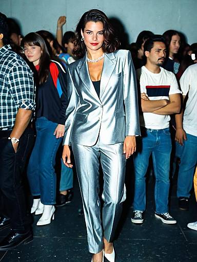 90s Silver Suit Party Outfit