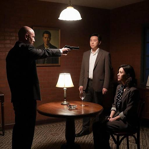 Dramatic Scene in a Dimly Lit Room