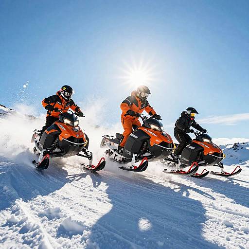 Action-Packed Snowmobile Racing Scene
