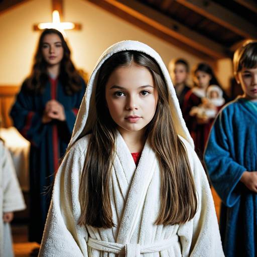 Girl in White Robe at Christmas Nativity