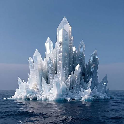 Ethereal Crystalline Island at Night