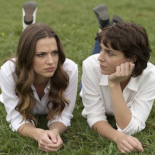 Intense Connection: Two Women on Grass