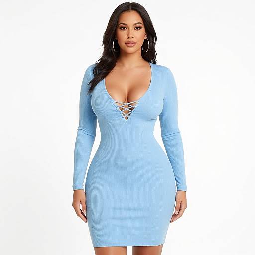 Woman in Pastel Blue Bodycon Dress