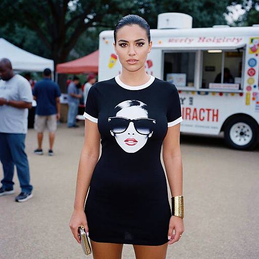 Stylish Woman at Food Truck Rally