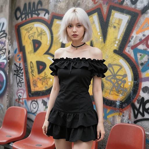 Urban Portrait of Platinum Blonde Woman