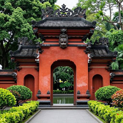Majestic Red and Black Temple Gate