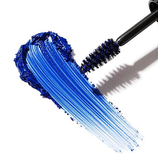 Close-Up Blue Mascara Brush Streaks