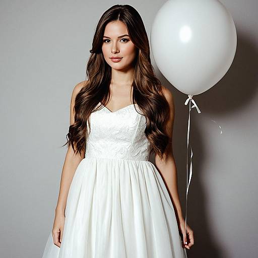 Elegant Bridal Shower Dress with Balloons