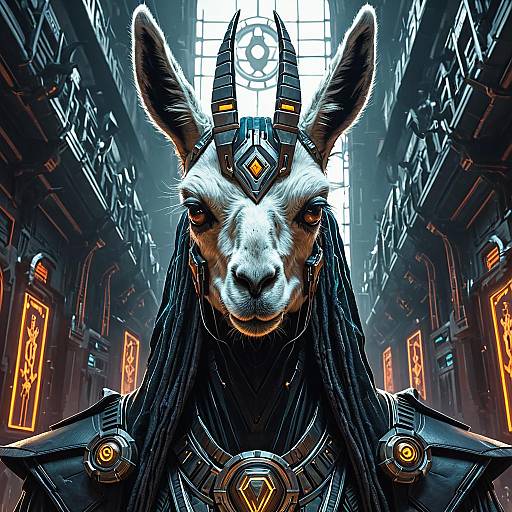 Cybernetic Necromancer Llama Portrait