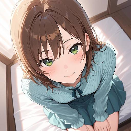 Overhead View of Smiling Girl Portrait