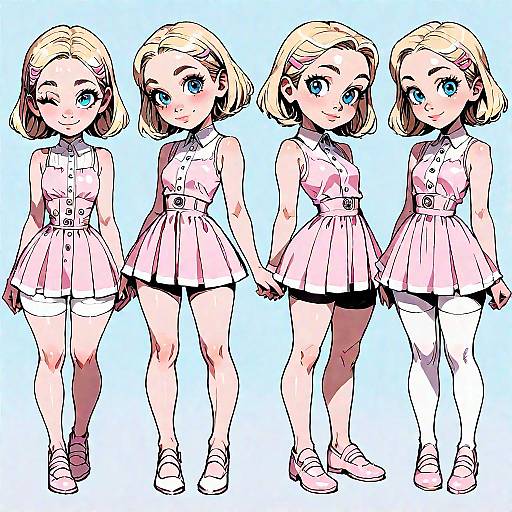 Anime Girl in Pink Dress with Blonde Hair