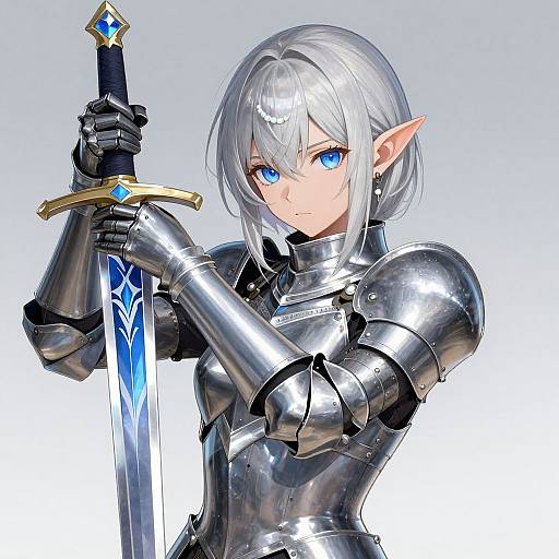 Rugged Elf Knight with Dazzling Sword